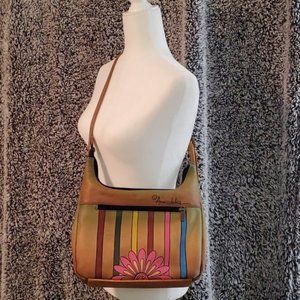 Anuschka Hand Painted Leather Medium Hobo Shoulder Bag - 7021-RS